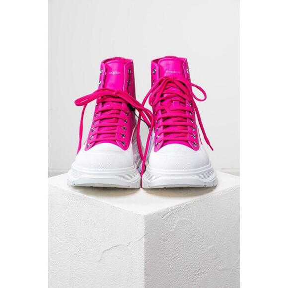 Alexander McQueen Bright Pink Chunky Platform High Top Sneaker - Picture 1 of 5